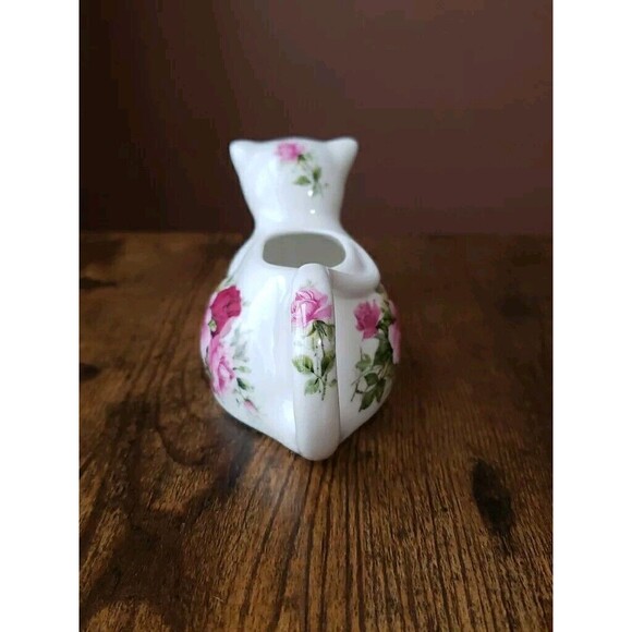 Golden Crown E & R Fine Bone China Cat Creamer White Floral Gold Trim - Picture 5 of 9